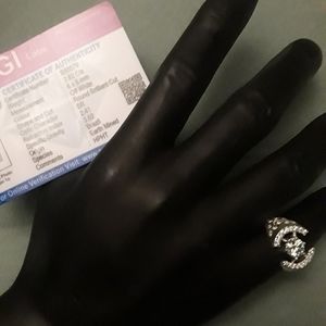 Certified 2.82 CT  Off White Unisex Diamond Ring